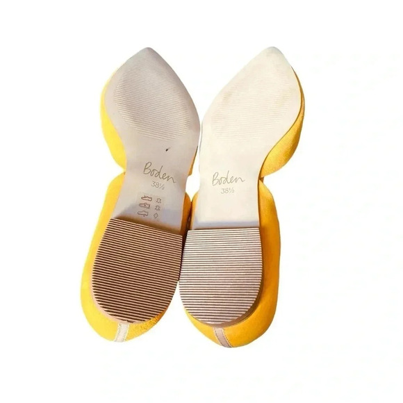 BODEN | Women's Henrietta Suede Pointed Toe D'Orsay Yellow Flats Size 38.5 - Picture 8 of 8